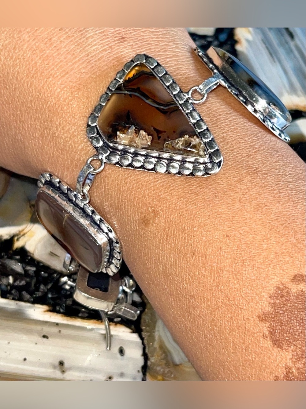 Montana Fire Agate Bracelet 7 1/2”-9”